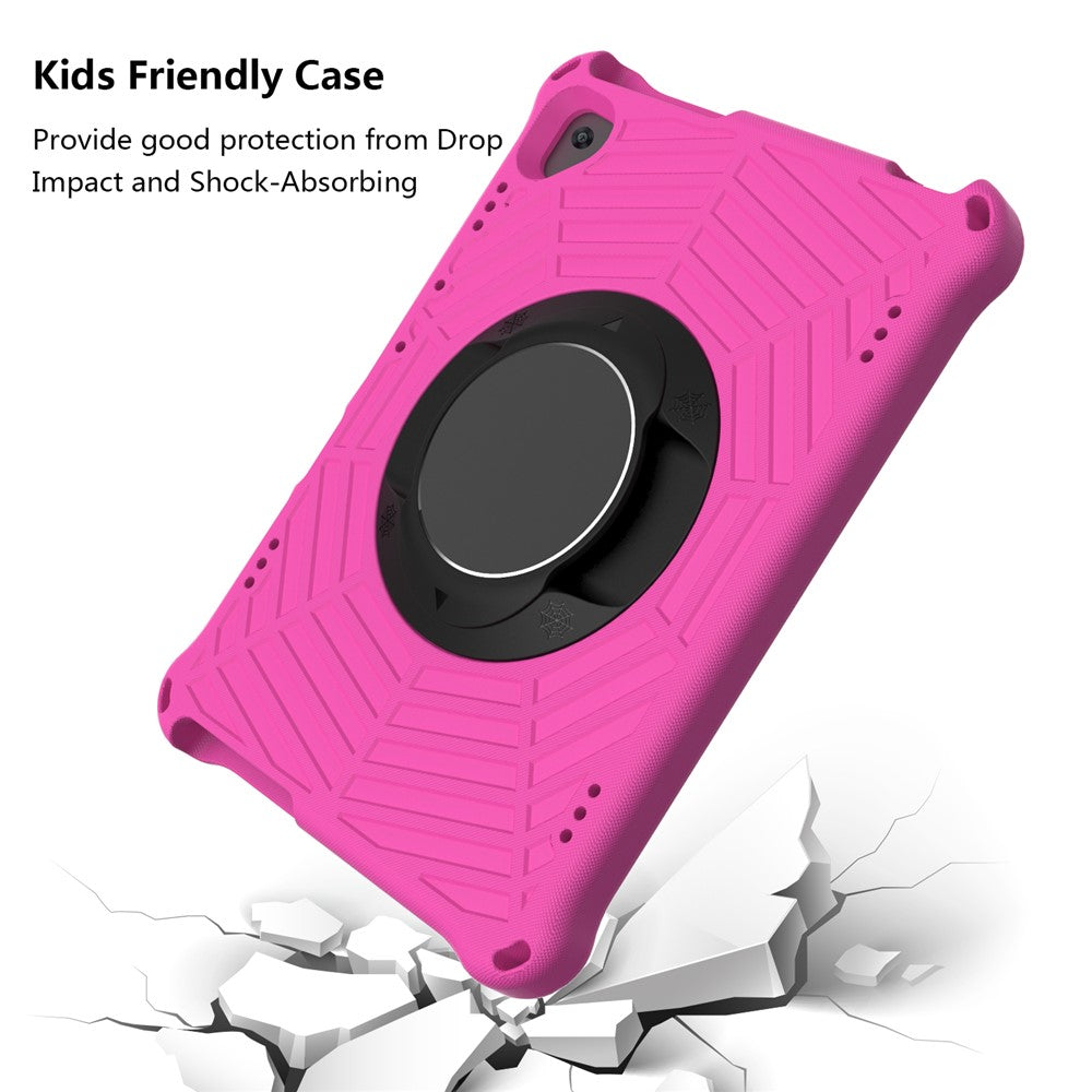 Spider Web Texture Tablet Case Kickstand EVA Cover with Shoulder Strap for Lenovo M10 FHD REL TB-X605FC/TB-X605LC 10.1-inch - Rose