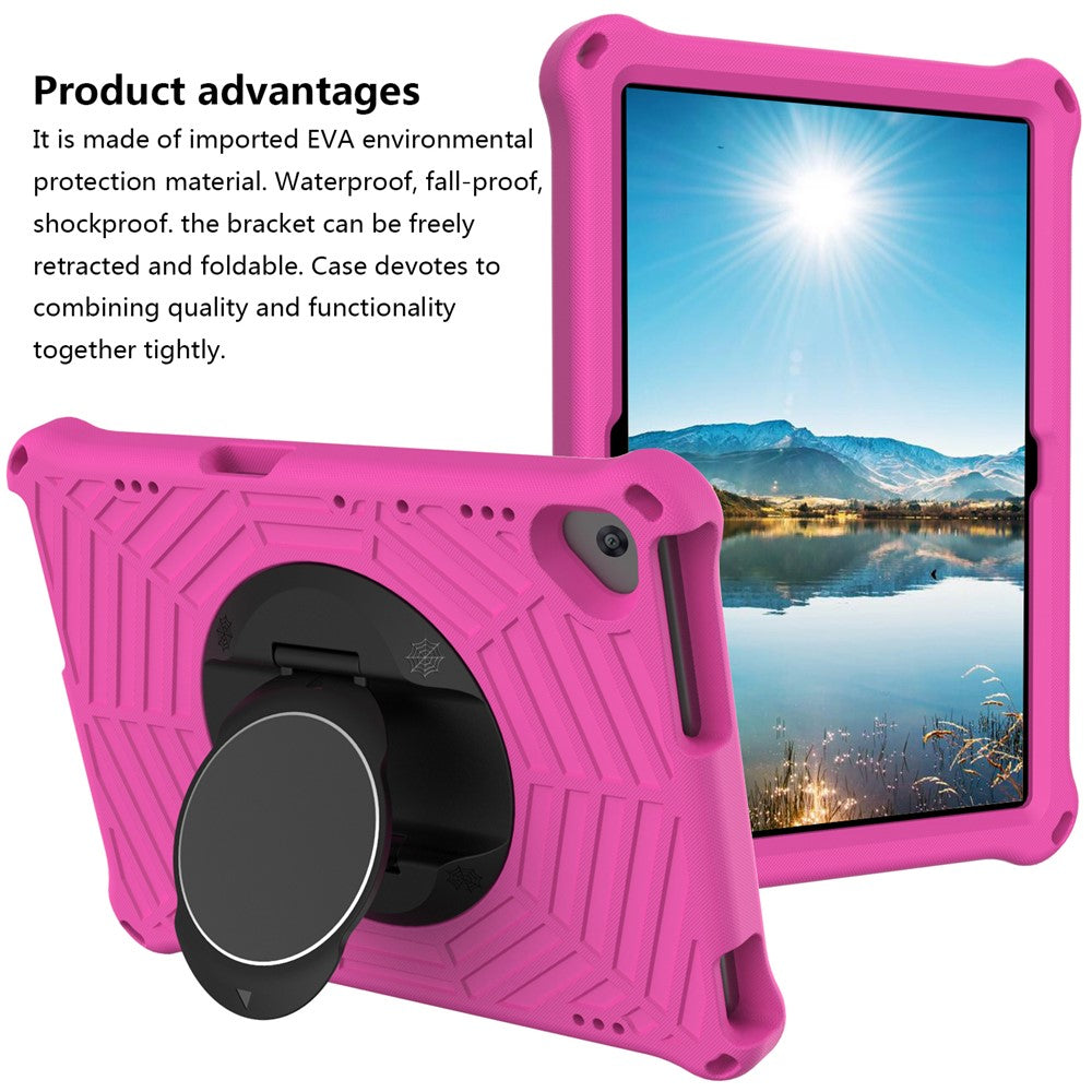 Spider Web Texture Tablet Case Kickstand EVA Cover with Shoulder Strap for Lenovo M10 FHD REL TB-X605FC/TB-X605LC 10.1-inch - Rose