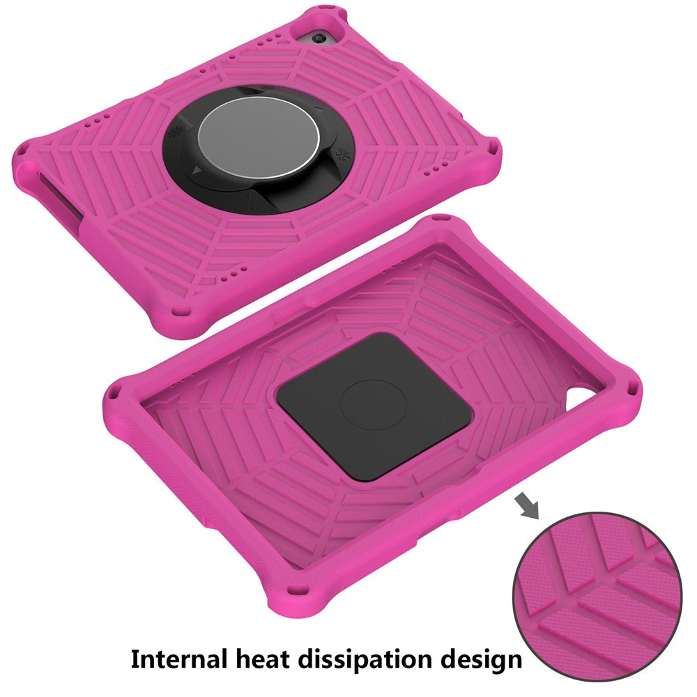 Spider Web Texture Tablet Case Kickstand EVA Cover with Shoulder Strap for Lenovo M10 FHD REL TB-X605FC/TB-X605LC 10.1-inch - Rose