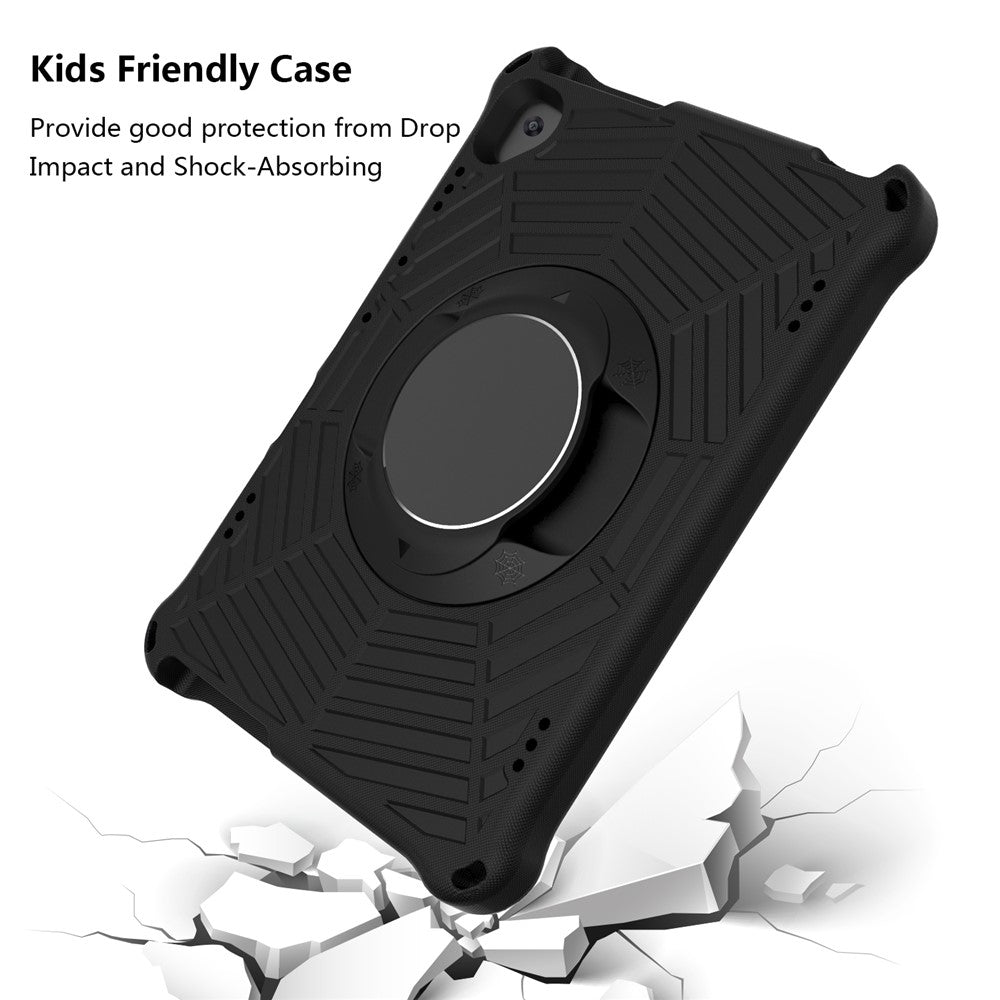 Spider Web Texture Tablet Case Kickstand EVA Cover with Shoulder Strap for Lenovo M10 FHD REL TB-X605FC/TB-X605LC 10.1-inch - Black