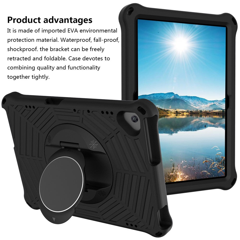 Spider Web Texture Tablet Case Kickstand EVA Cover with Shoulder Strap for Lenovo M10 FHD REL TB-X605FC/TB-X605LC 10.1-inch - Black