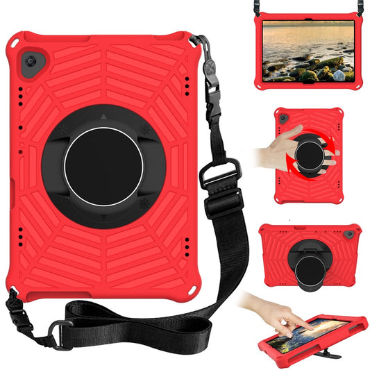 Spider Web Texture Tablet Case Kickstand EVA Cover with Shoulder Strap for Lenovo M10 FHD REL TB-X605FC/TB-X605LC 10.1-inch - Red