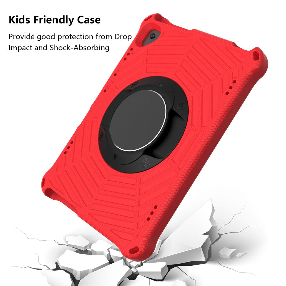 Spider Web Texture Tablet Case Kickstand EVA Cover with Shoulder Strap for Lenovo M10 FHD REL TB-X605FC/TB-X605LC 10.1-inch - Red