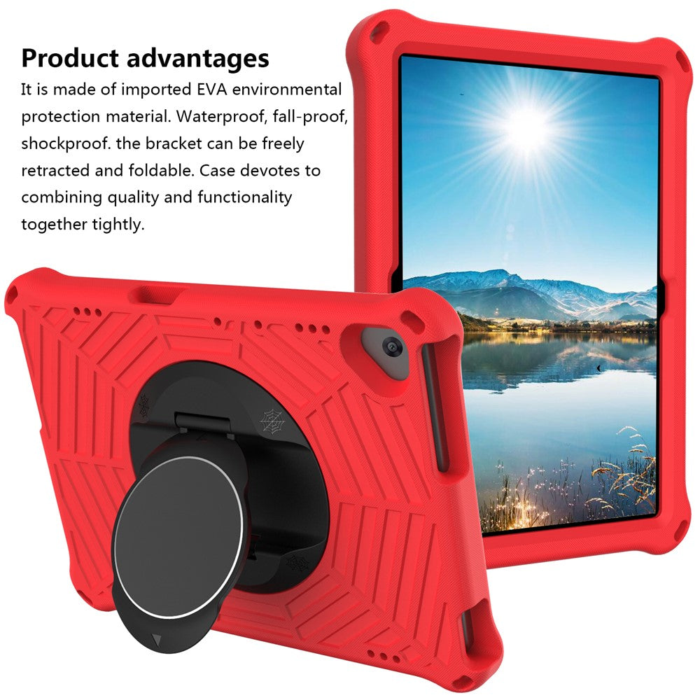Spider Web Texture Tablet Case Kickstand EVA Cover with Shoulder Strap for Lenovo M10 FHD REL TB-X605FC/TB-X605LC 10.1-inch - Red