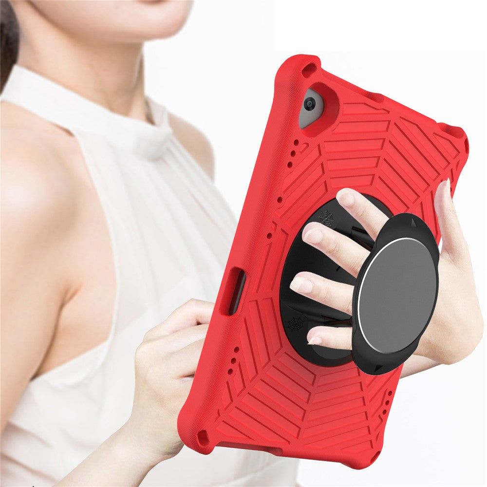 Spider Web Texture Tablet Case Kickstand EVA Cover with Shoulder Strap for Lenovo M10 FHD REL TB-X605FC/TB-X605LC 10.1-inch - Red