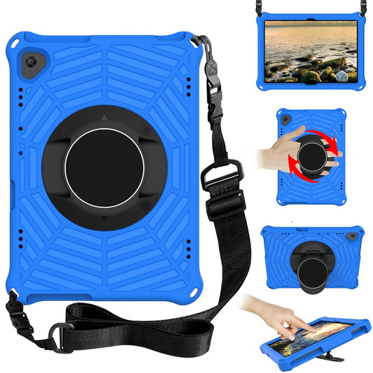 Spider Web Texture Tablet Case Kickstand EVA Cover with Shoulder Strap for Lenovo M10 FHD REL TB-X605FC/TB-X605LC 10.1-inch - Blue