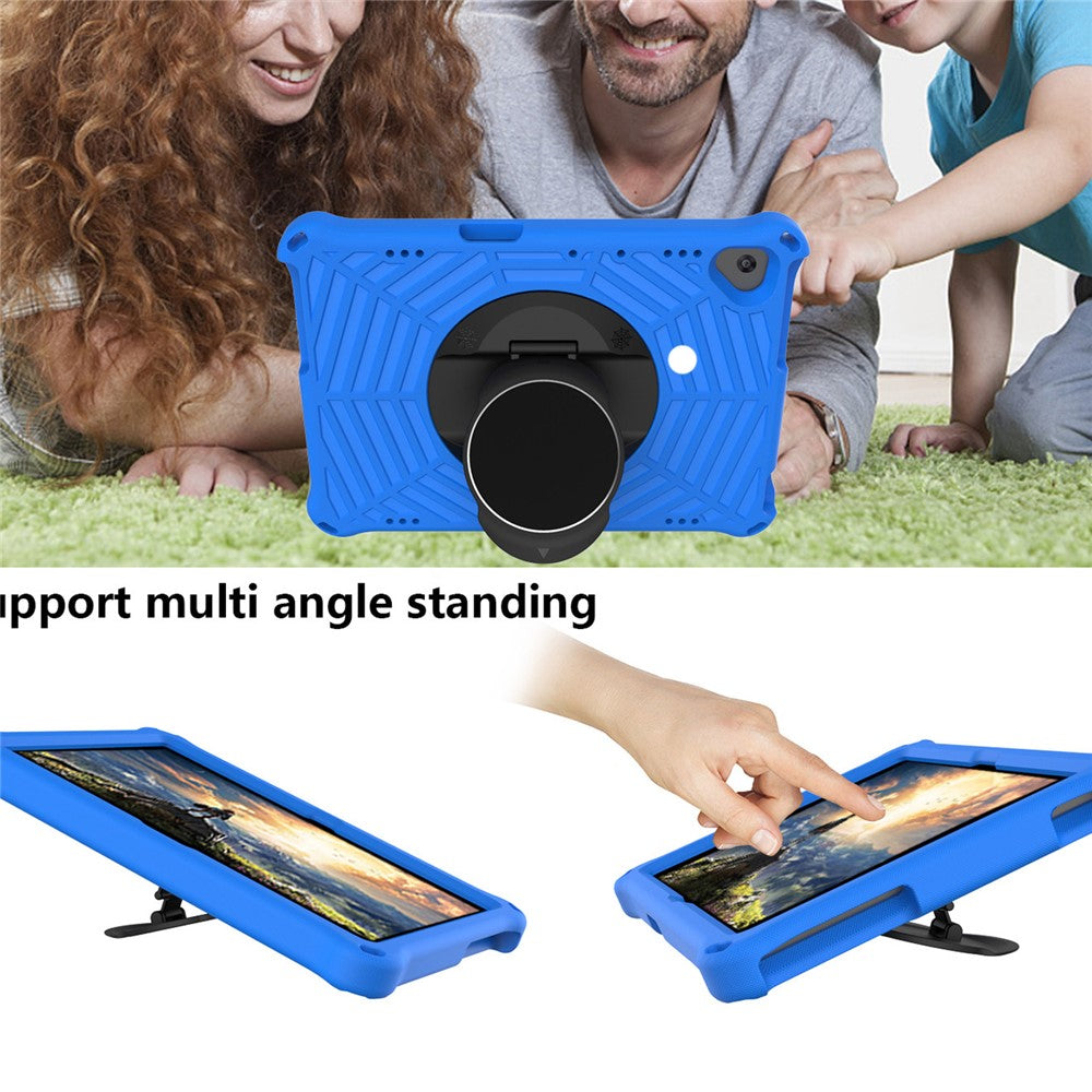 Spider Web Texture Tablet Case Kickstand EVA Cover with Shoulder Strap for Lenovo M10 FHD REL TB-X605FC/TB-X605LC 10.1-inch - Blue