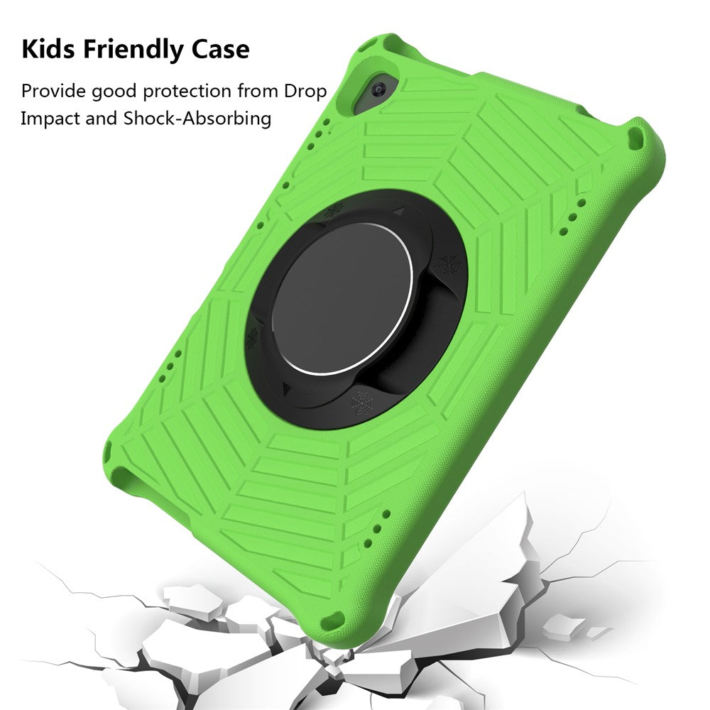 Spider Web Texture Tablet Case Kickstand EVA Cover with Shoulder Strap for Lenovo M10 FHD REL TB-X605FC/TB-X605LC 10.1-inch - Green