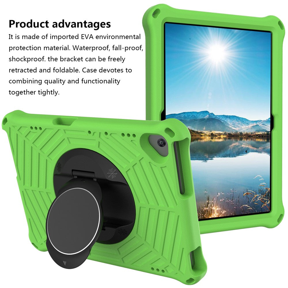 Spider Web Texture Tablet Case Kickstand EVA Cover with Shoulder Strap for Lenovo M10 FHD REL TB-X605FC/TB-X605LC 10.1-inch - Green