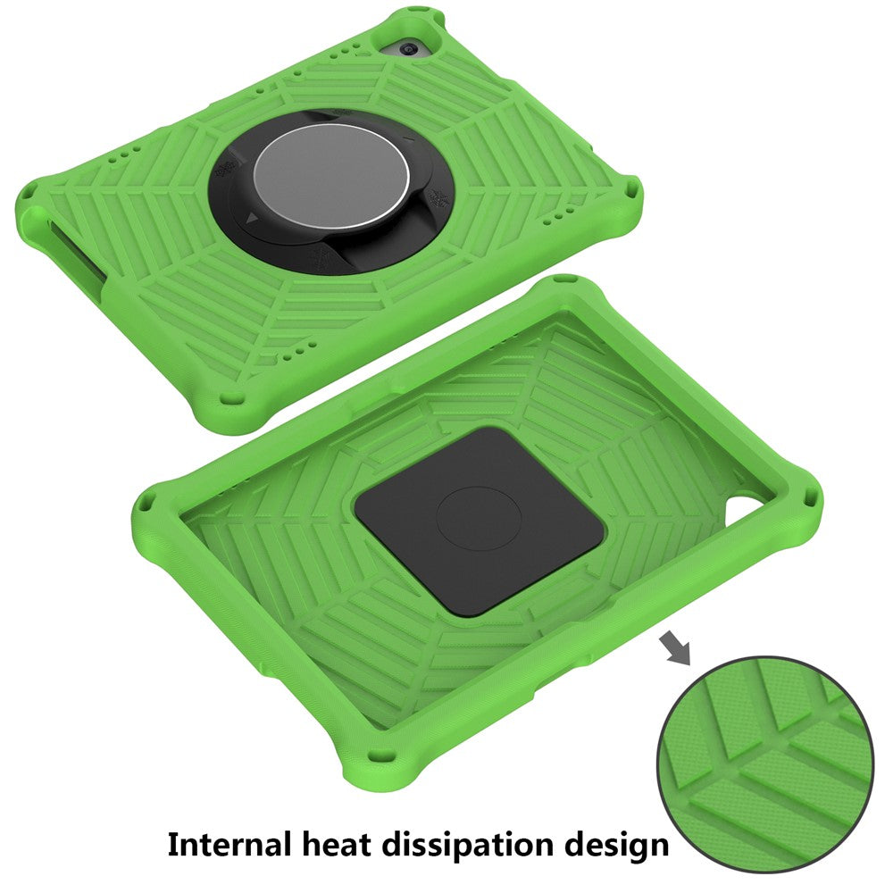 Spider Web Texture Tablet Case Kickstand EVA Cover with Shoulder Strap for Lenovo M10 FHD REL TB-X605FC/TB-X605LC 10.1-inch - Green