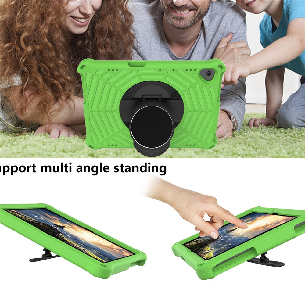 Spider Web Texture Tablet Case Kickstand EVA Cover with Shoulder Strap for Lenovo M10 FHD REL TB-X605FC/TB-X605LC 10.1-inch - Green