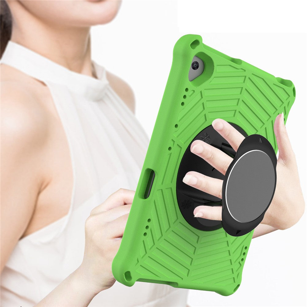 Spider Web Texture Tablet Case Kickstand EVA Cover with Shoulder Strap for Lenovo M10 FHD REL TB-X605FC/TB-X605LC 10.1-inch - Green