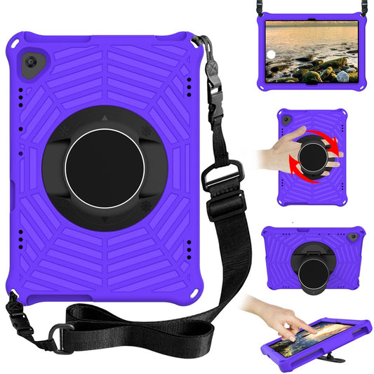 Spider Web Texture Tablet Case Kickstand EVA Cover with Shoulder Strap for Lenovo M10 FHD REL TB-X605FC/TB-X605LC 10.1-inch - Purple