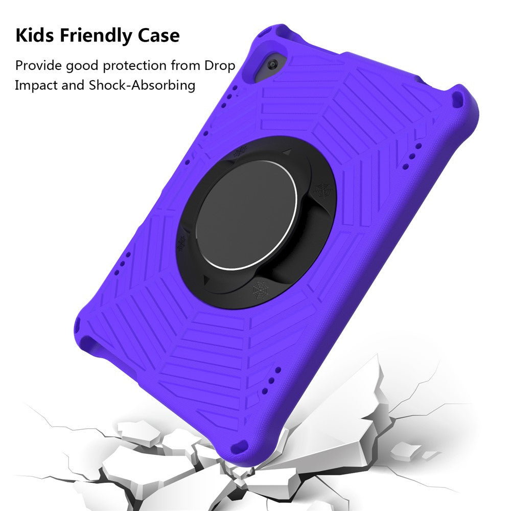 Spider Web Texture Tablet Case Kickstand EVA Cover with Shoulder Strap for Lenovo M10 FHD REL TB-X605FC/TB-X605LC 10.1-inch - Purple