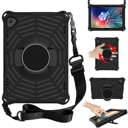 Spider Web Texture Scratch-resistant EVA Smart Tablet Case Cover with Kickstand and Shoulder Strap for Lenovo Tab M10 TB-X505F/TB-X605F 10.1-inch - Black