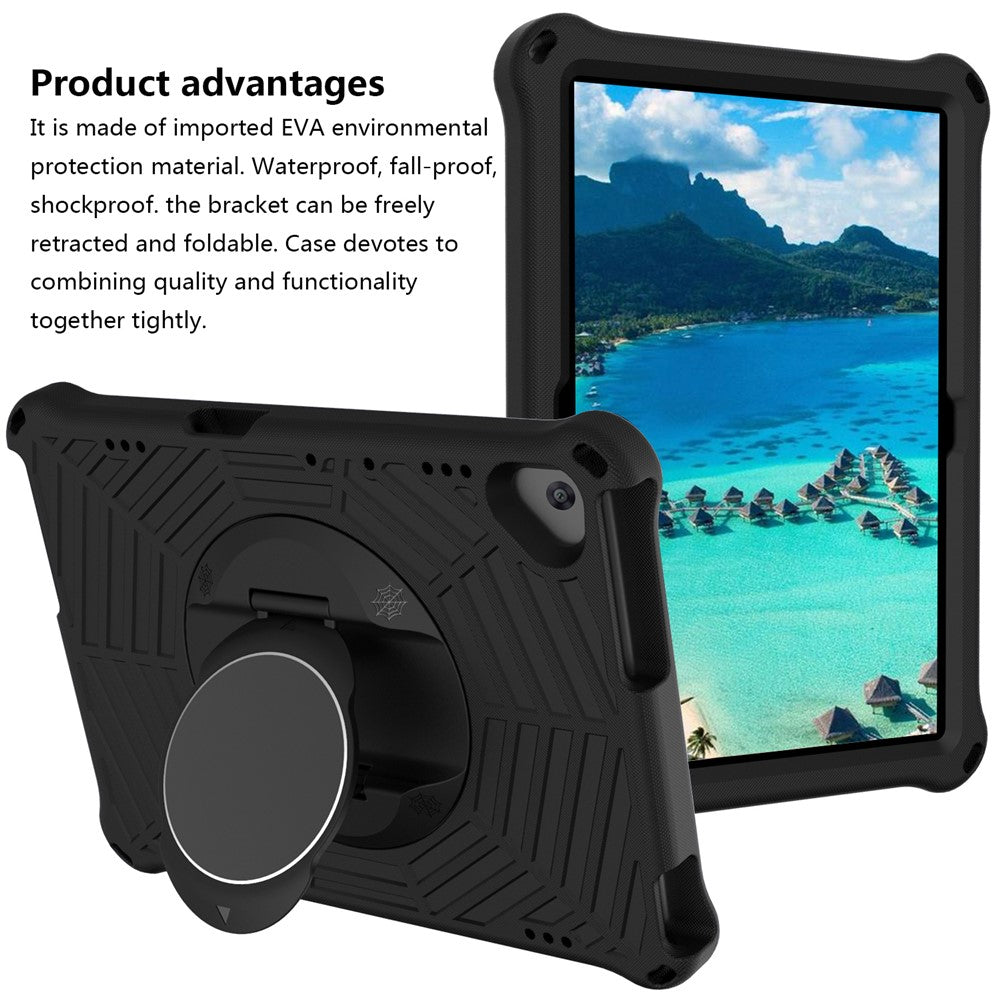 Spider Web Texture Scratch-resistant EVA Smart Tablet Case Cover with Kickstand and Shoulder Strap for Lenovo Tab M10 TB-X505F/TB-X605F 10.1-inch - Black