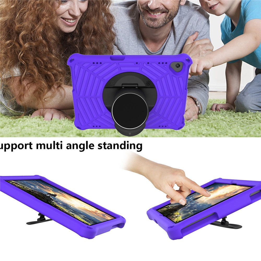 Spider Web Texture Scratch-resistant EVA Smart Tablet Case Cover with Kickstand and Shoulder Strap for Lenovo Tab M10 TB-X505F/TB-X605F 10.1-inch - Purple