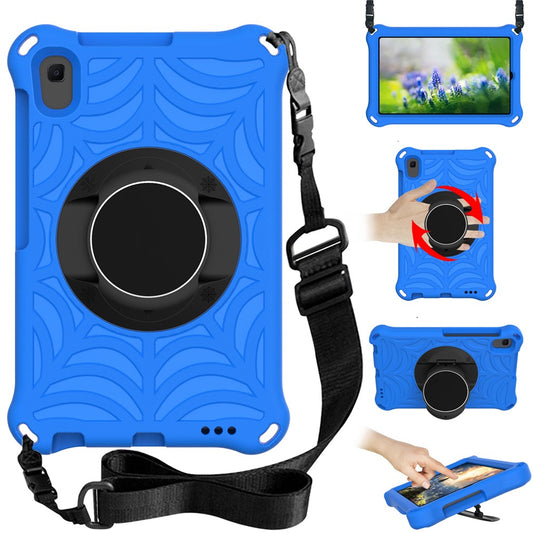Stylish Spider Web Texture EVA Tablet Case Kickstand Cover Shell with Shoulder Strap for Lenovo Tab M8 (1st Gen) TB-8505/M8 (2nd Gen) TB-8705/M8 (3rd Gen) TB-8506 - Blue