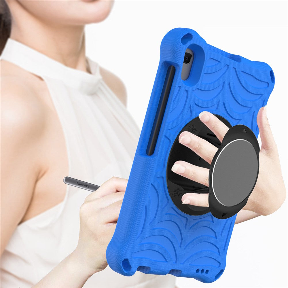 Stylish Spider Web Texture EVA Tablet Case Kickstand Cover Shell with Shoulder Strap for Lenovo Tab M8 (1st Gen) TB-8505/M8 (2nd Gen) TB-8705/M8 (3rd Gen) TB-8506 - Blue