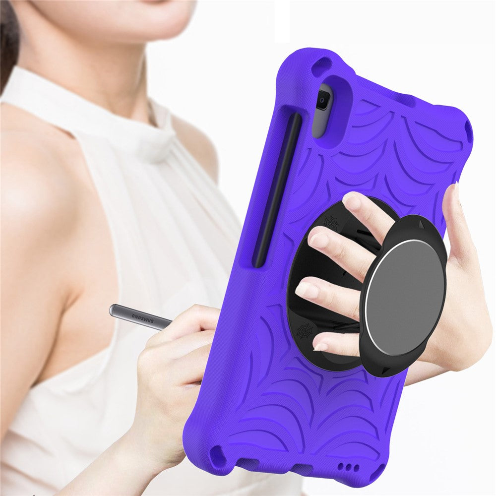 Stylish Spider Web Texture EVA Tablet Case Kickstand Cover Shell with Shoulder Strap for Lenovo Tab M8 (1st Gen) TB-8505/M8 (2nd Gen) TB-8705/M8 (3rd Gen) TB-8506 - Purple