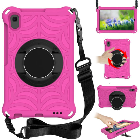 Stylish Spider Web Texture EVA Tablet Case Kickstand Cover Shell with Shoulder Strap for Lenovo Tab M8 (1st Gen) TB-8505/M8 (2nd Gen) TB-8705/M8 (3rd Gen) TB-8506 - Rose