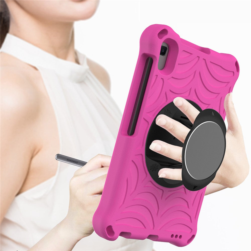 Stylish Spider Web Texture EVA Tablet Case Kickstand Cover Shell with Shoulder Strap for Lenovo Tab M8 (1st Gen) TB-8505/M8 (2nd Gen) TB-8705/M8 (3rd Gen) TB-8506 - Rose
