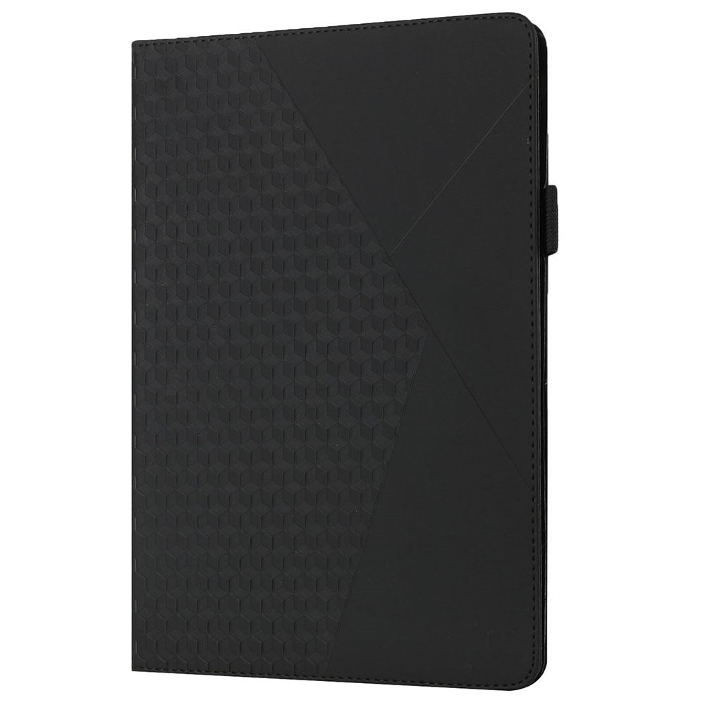 Multi-Color Rhombus Imprinting Skin-Touch PU Leather Tablet Protective Cover Case with Card Slots for Lenovo Tab M8 (FHD)/Tab M8 (2nd Gen) TB-8705F/8705X/8505X - Black