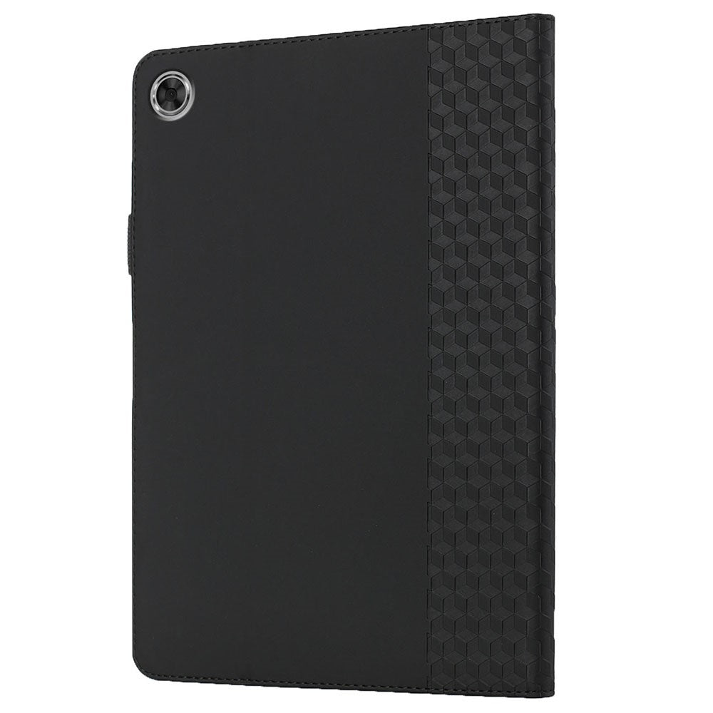 Multi-Color Rhombus Imprinting Skin-Touch PU Leather Tablet Protective Cover Case with Card Slots for Lenovo Tab M8 (FHD)/Tab M8 (2nd Gen) TB-8705F/8705X/8505X - Black