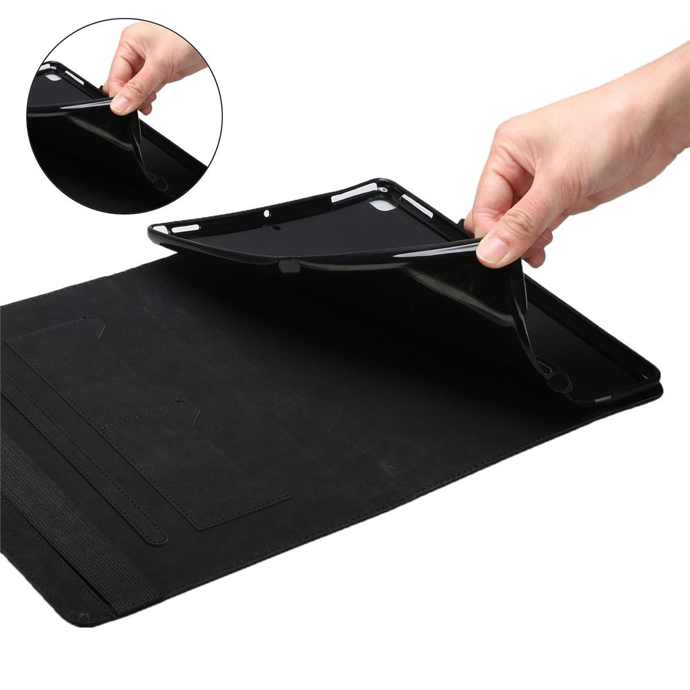 Multi-Color Rhombus Imprinting Skin-Touch PU Leather Tablet Protective Cover Case with Card Slots for Lenovo Tab M8 (FHD)/Tab M8 (2nd Gen) TB-8705F/8705X/8505X - Black