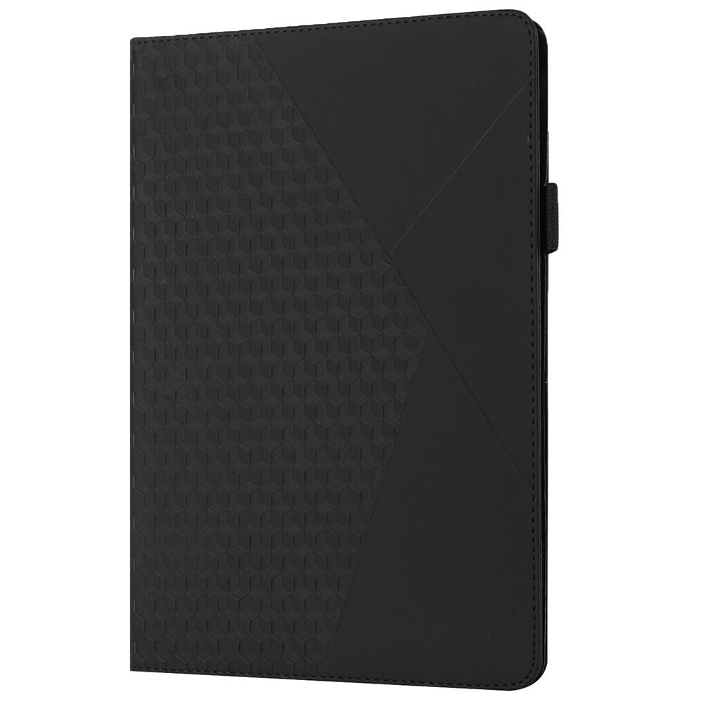 Rhombus Imprinting Scratch-Resistant Skin-Touch Leather + PU Tablet Protective Case Cover with Card Slots for Lenovo Tab P11 TB-J606F / Tab P11 5G - Black