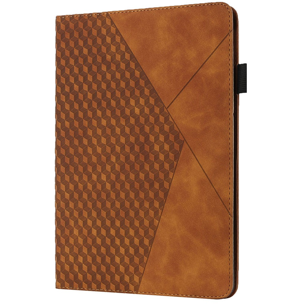 Rhombus Imprinting Scratch-Resistant Skin-Touch Leather + PU Tablet Protective Case Cover with Card Slots for Lenovo Tab P11 TB-J606F / Tab P11 5G - Brown