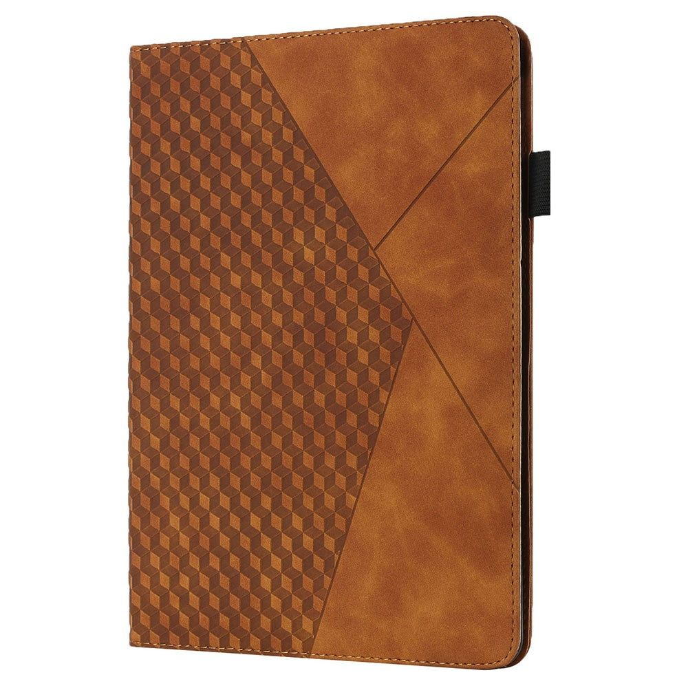 Drop-Proof Rhombus Imprinting Skin-Touch Leather + PU Tablet Protective Case Cover with Card Slots for Lenovo Tab M10 Plus TB-X606F - Brown
