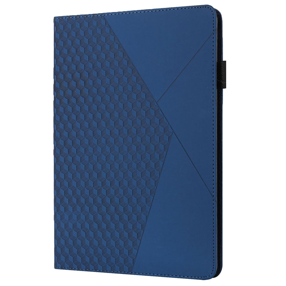 Drop-Proof Rhombus Imprinting Skin-Touch Leather + PU Tablet Protective Case Cover with Card Slots for Lenovo Tab M10 Plus TB-X606F - Sapphire