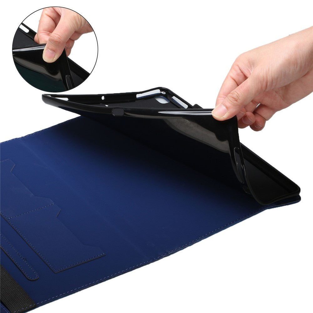 Drop-Proof Rhombus Imprinting Skin-Touch Leather + PU Tablet Protective Case Cover with Card Slots for Lenovo Tab M10 Plus TB-X606F - Sapphire