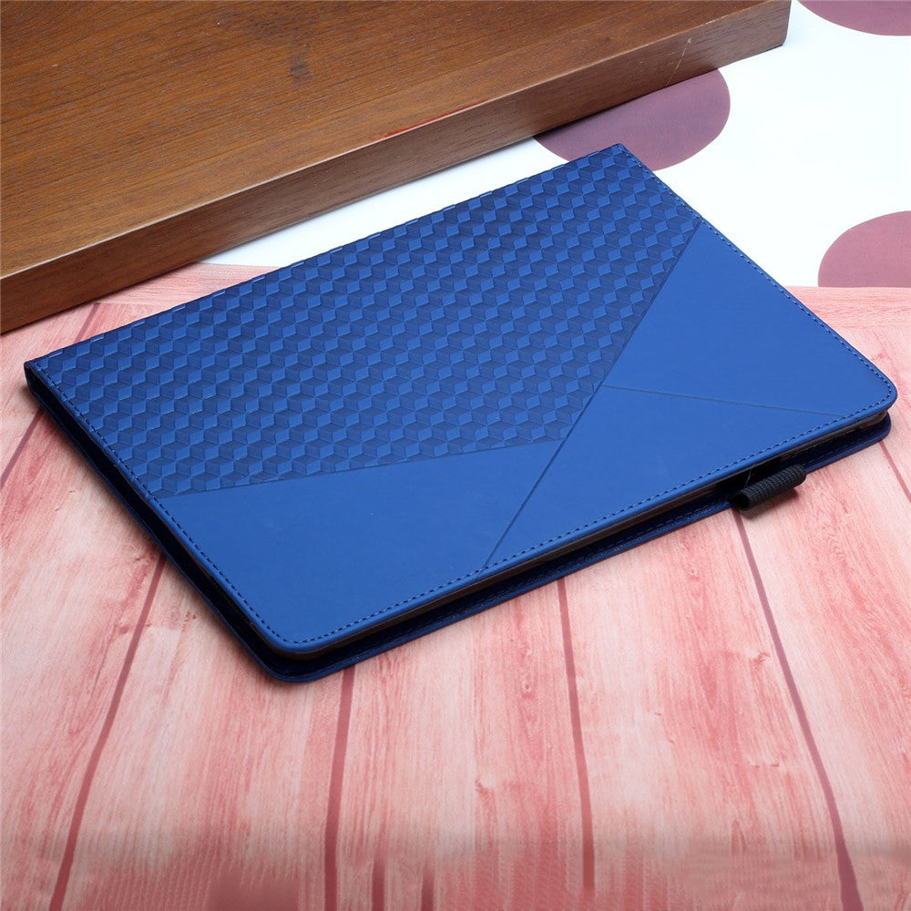 Drop-Proof Rhombus Imprinting Skin-Touch Leather + PU Tablet Protective Case Cover with Card Slots for Lenovo Tab M10 Plus TB-X606F - Sapphire