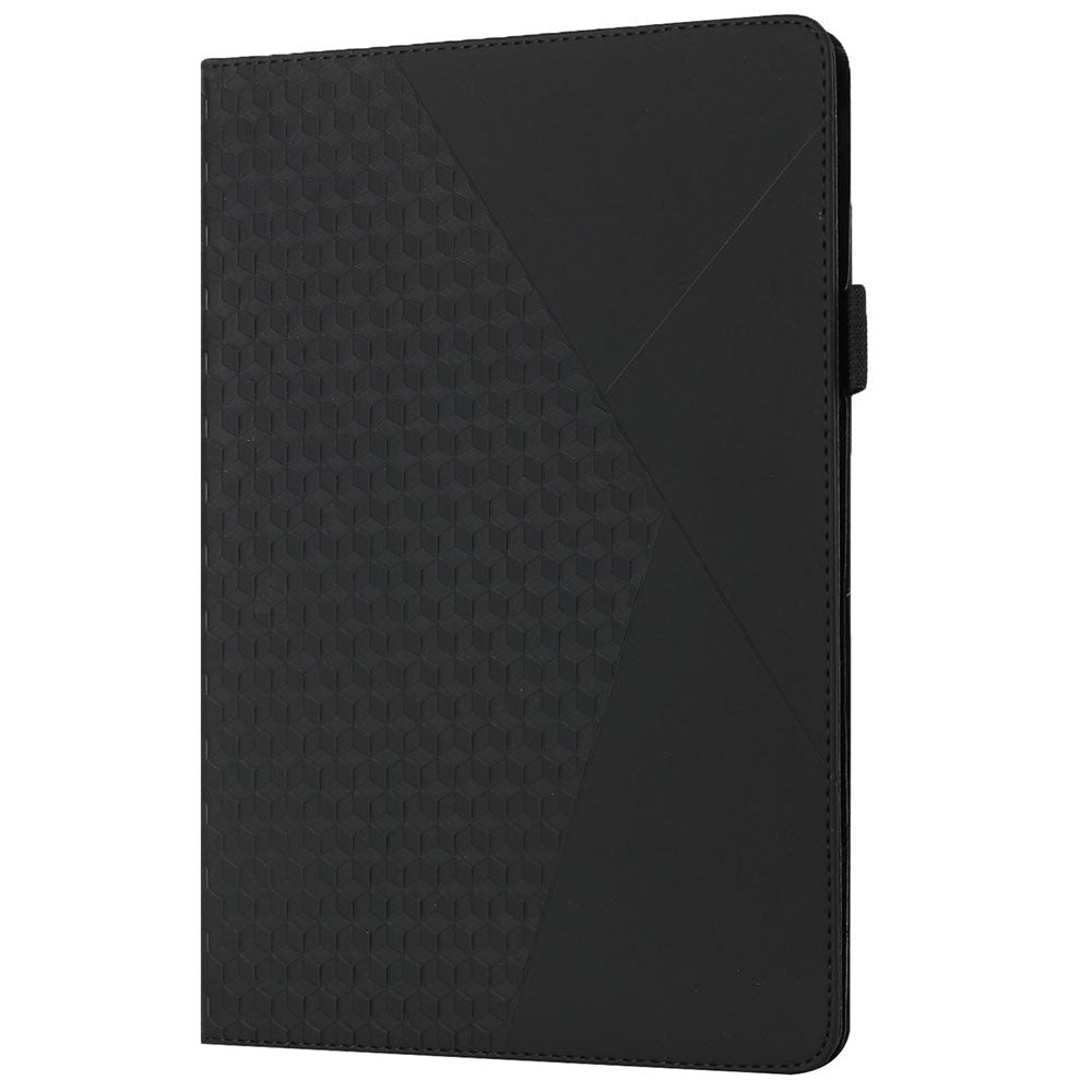 Rhombus Pattern Imprinting Skin-touch Feeling Leather Outer + PU Inner Card Slots Design Tablet Protective Case Cover for Lenovo Tab M10 HD Gen 2 TB-X306F/X306X - Black