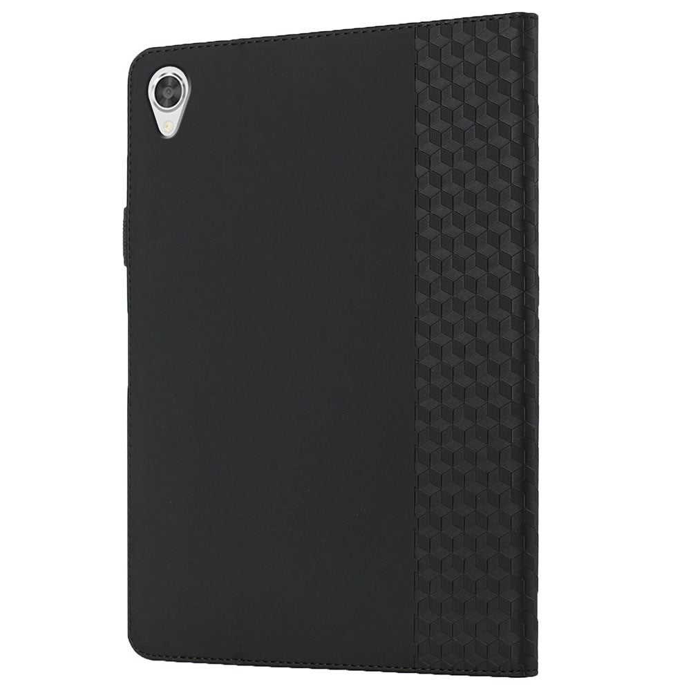 Rhombus Pattern Imprinting Skin-touch Feeling Leather Outer + PU Inner Card Slots Design Tablet Protective Case Cover for Lenovo Tab M10 HD Gen 2 TB-X306F/X306X - Black