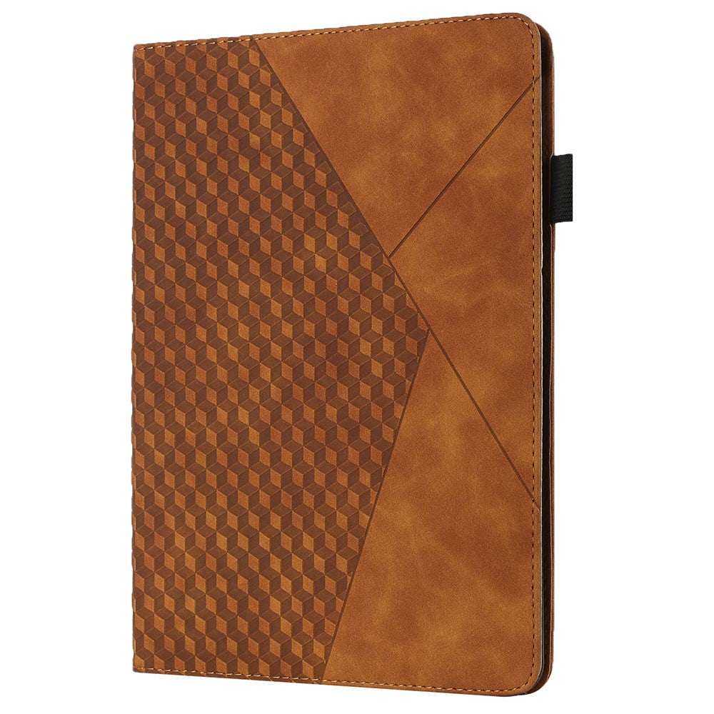 Rhombus Pattern Imprinting Skin-touch Feeling Leather Outer + PU Inner Card Slots Design Tablet Protective Case Cover for Lenovo Tab M10 HD Gen 2 TB-X306F/X306X - Brown