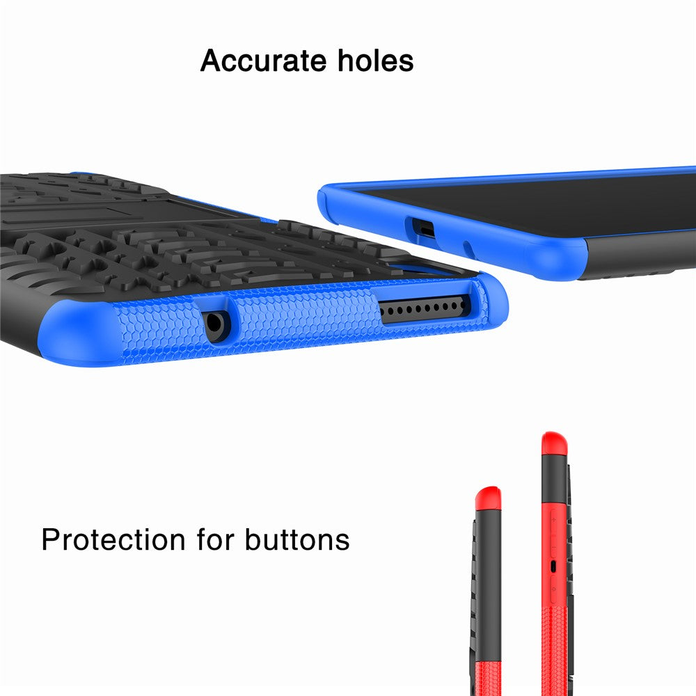 Tire Texture Hard PC Back Soft TPU Rugged Protective Phone Case with Kickstand for Lenovo Tab M8 (HD) 8505 / Tab M8 (3rd Gen) 8506 - Black