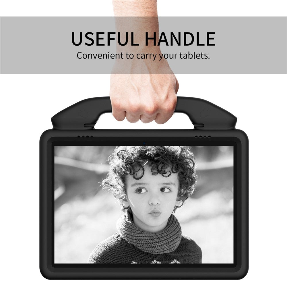 Portable Handle Foldable Thumb Kickstand Shockproof EVA Tablet Case Cover for Lenovo Tab M10 TB-X605F - Black