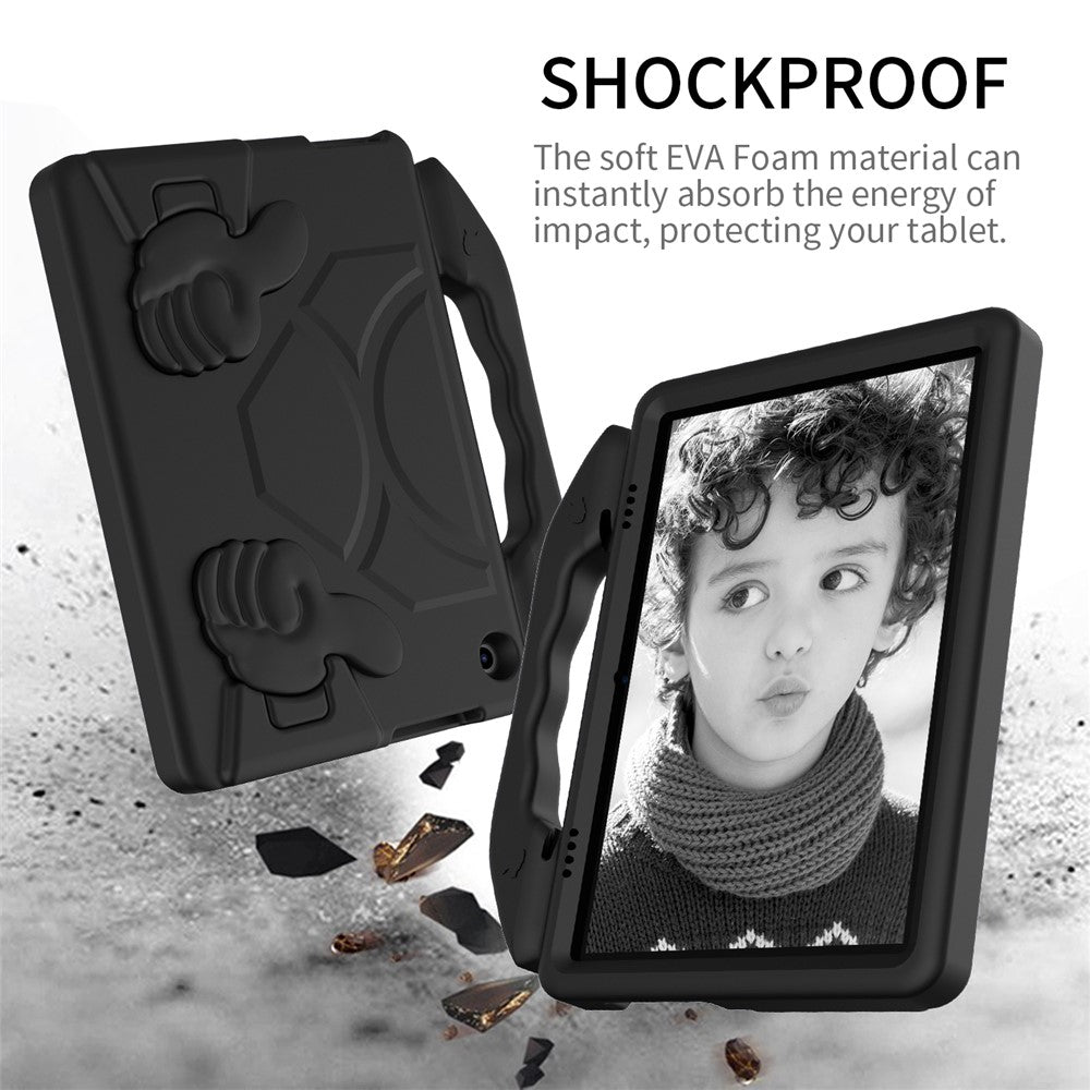Portable Handle Foldable Thumb Kickstand Shockproof EVA Tablet Case Cover for Lenovo Tab M10 TB-X605F - Black