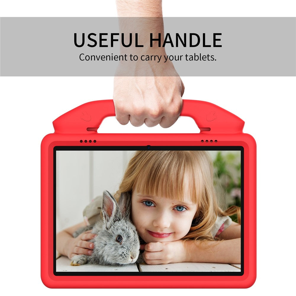 Portable Handle Foldable Thumb Kickstand Shockproof EVA Tablet Case Cover for Lenovo Tab M10 TB-X605F - Red