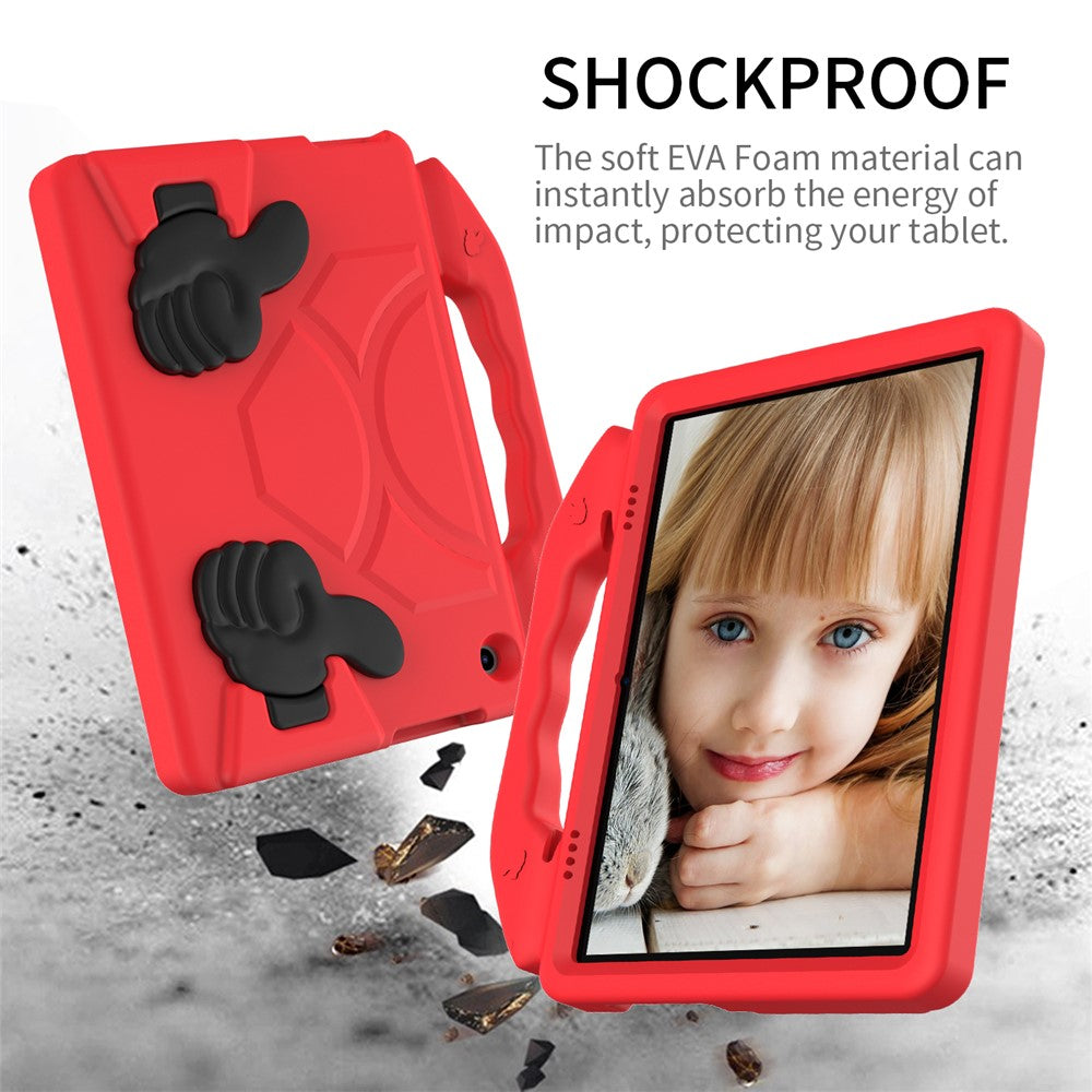 Portable Handle Foldable Thumb Kickstand Shockproof EVA Tablet Case Cover for Lenovo Tab M10 TB-X605F - Red