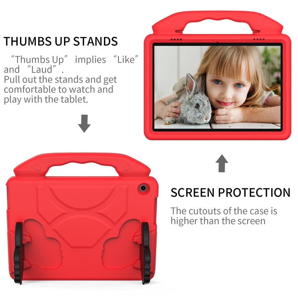 Portable Handle Foldable Thumb Kickstand Shockproof EVA Tablet Case Cover for Lenovo Tab M10 TB-X605F - Red