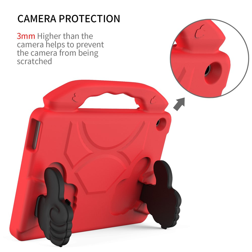 Portable Handle Foldable Thumb Kickstand Shockproof EVA Tablet Case Cover for Lenovo Tab M10 TB-X605F - Red