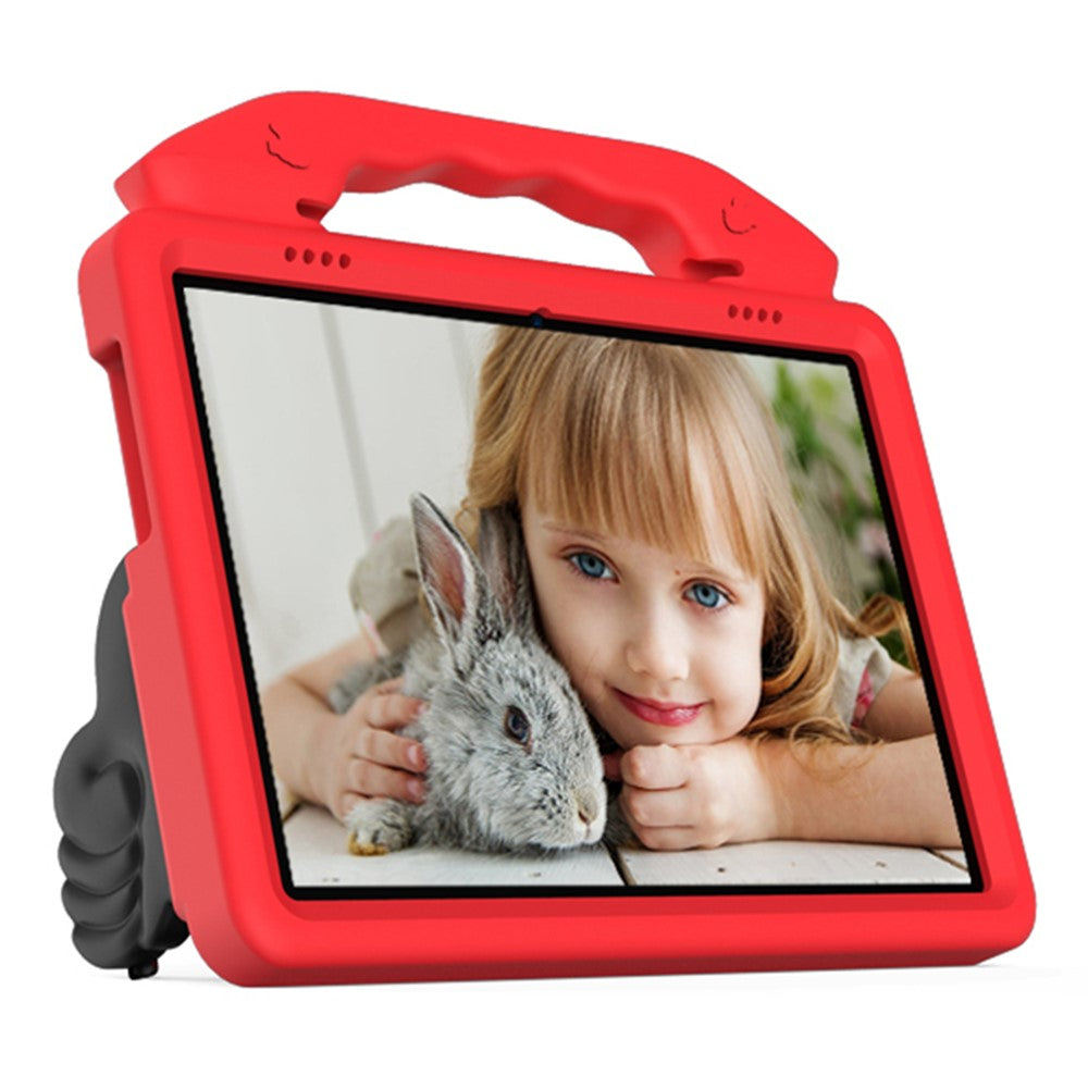 Portable Handle Foldable Thumb Kickstand Shockproof EVA Tablet Case Cover for Lenovo Tab M10 TB-X605F - Red