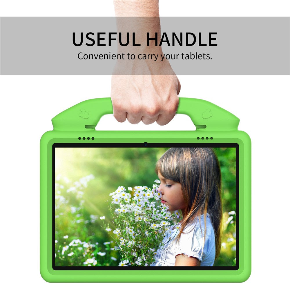 Portable Handle Foldable Thumb Kickstand Shockproof EVA Tablet Case Cover for Lenovo Tab M10 TB-X605F - Green