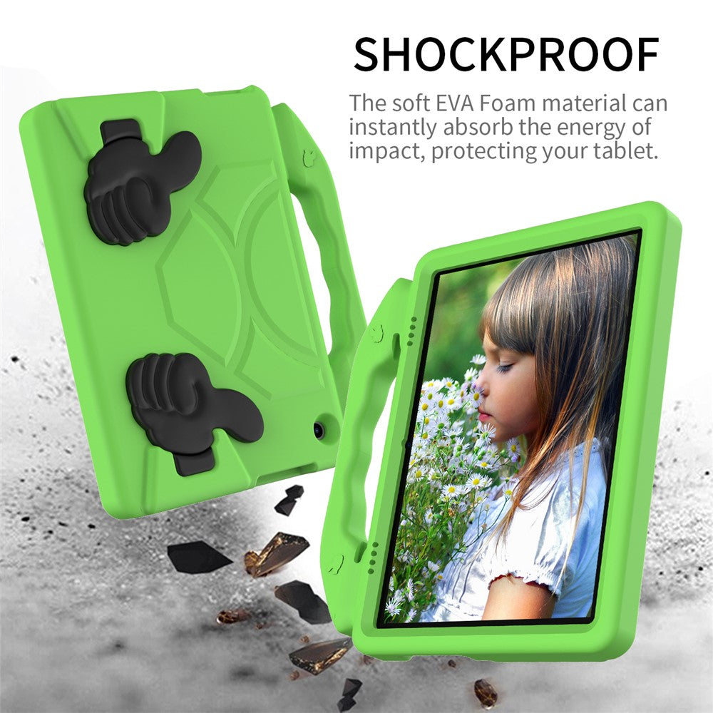 Portable Handle Foldable Thumb Kickstand Shockproof EVA Tablet Case Cover for Lenovo Tab M10 TB-X605F - Green