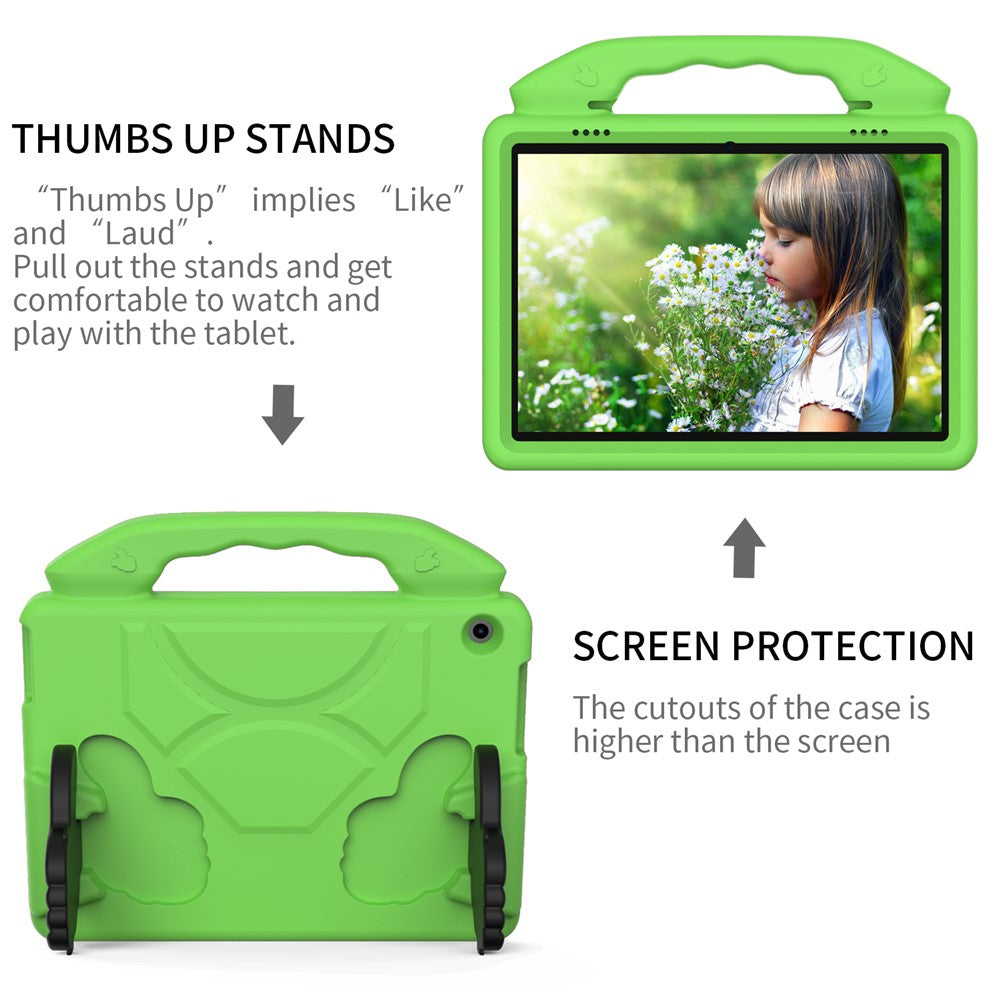 Portable Handle Foldable Thumb Kickstand Shockproof EVA Tablet Case Cover for Lenovo Tab M10 TB-X605F - Green