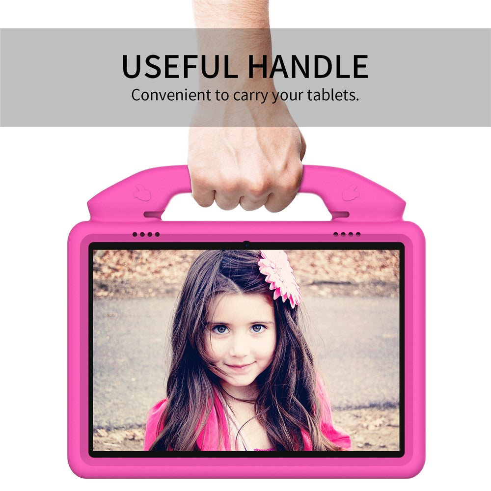 Portable Handle Foldable Thumb Kickstand Shockproof EVA Tablet Case Cover for Lenovo Tab M10 TB-X605F - Rose